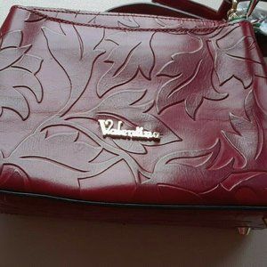 *NEW* VALENTINA crossbody brown (cognac) leather embossed purse *NEW*